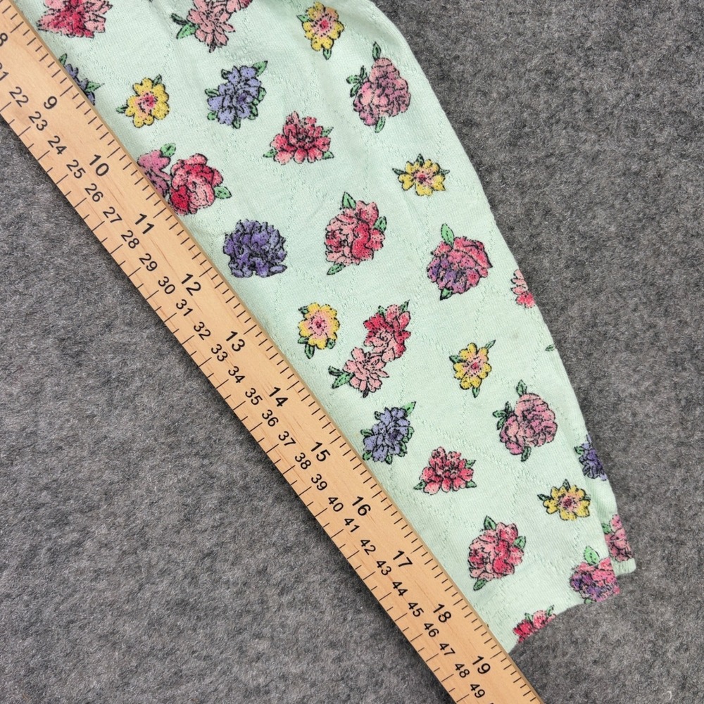 Flapdoodles Floral Leggings Girls Size 8 Vintage 90s Pointelle Quilted Mint - Picture 11 of 13